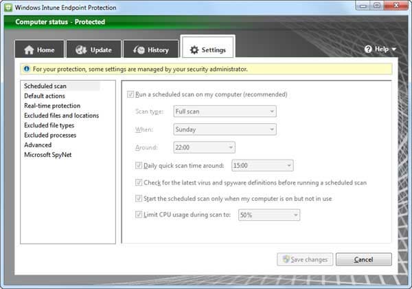 Антивирус Intune Endpoint Protection как две капли воды похож на Windows Security Essentials