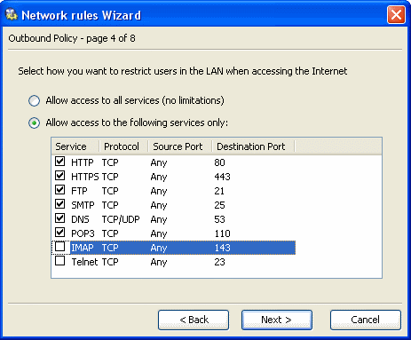 Мастер создания правил для файрвола