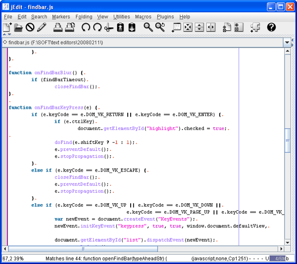 Рабочее окно jEdit