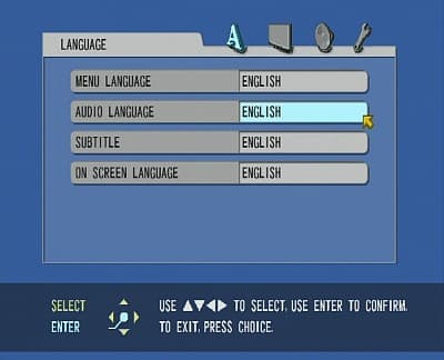 Setup, language