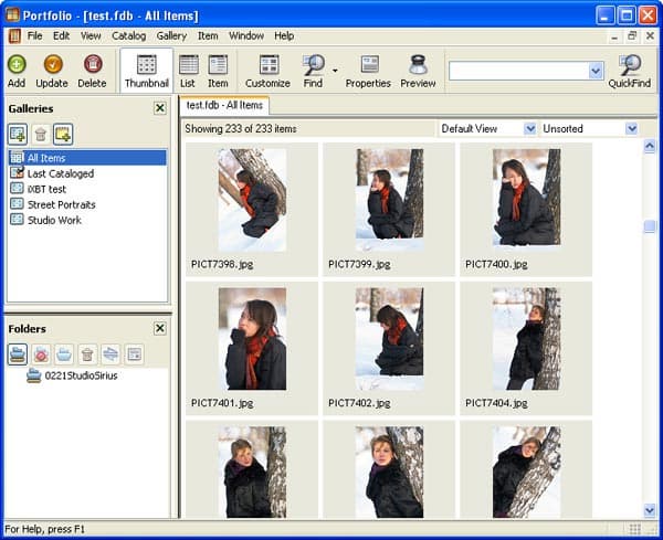 Главное окно Portfolio