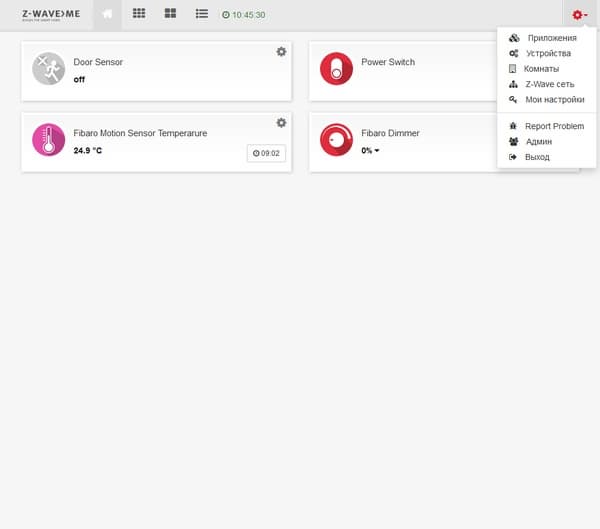 Web-интерфейс программы Z-Way Web-интерфейс программы Z-Way