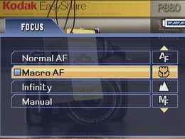 Kodak EasyShare P880, меню