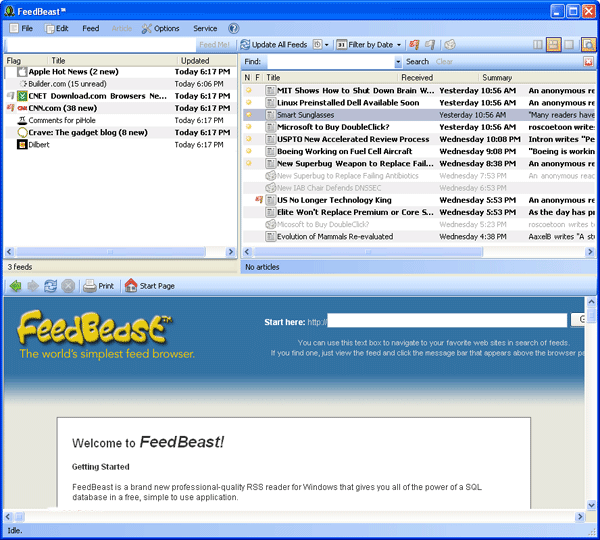 Рабочее окно FeedBeast
