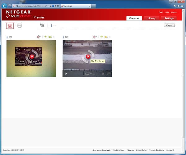 Web-интерфейс сервиса Netgear VueZone Web-интерфейс сервиса Netgear VueZone