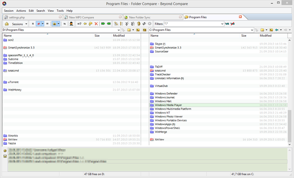 Сравнение каталогов в Beyond Compare 3