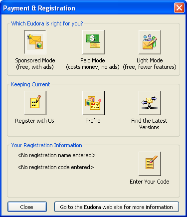 Регистрация Eudora