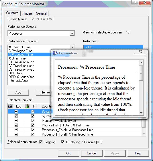 Конфигурирование Counter Monitor
