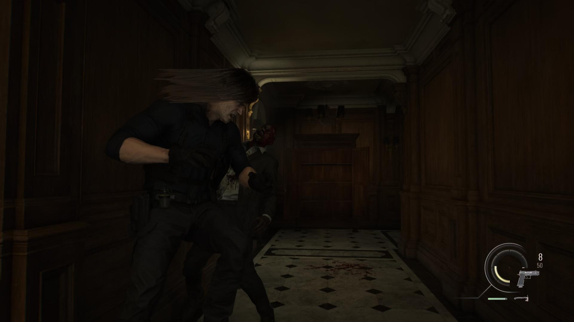 Bugged version of Leon S. Kennedy in Resident Evil Requiem with unusually long hair