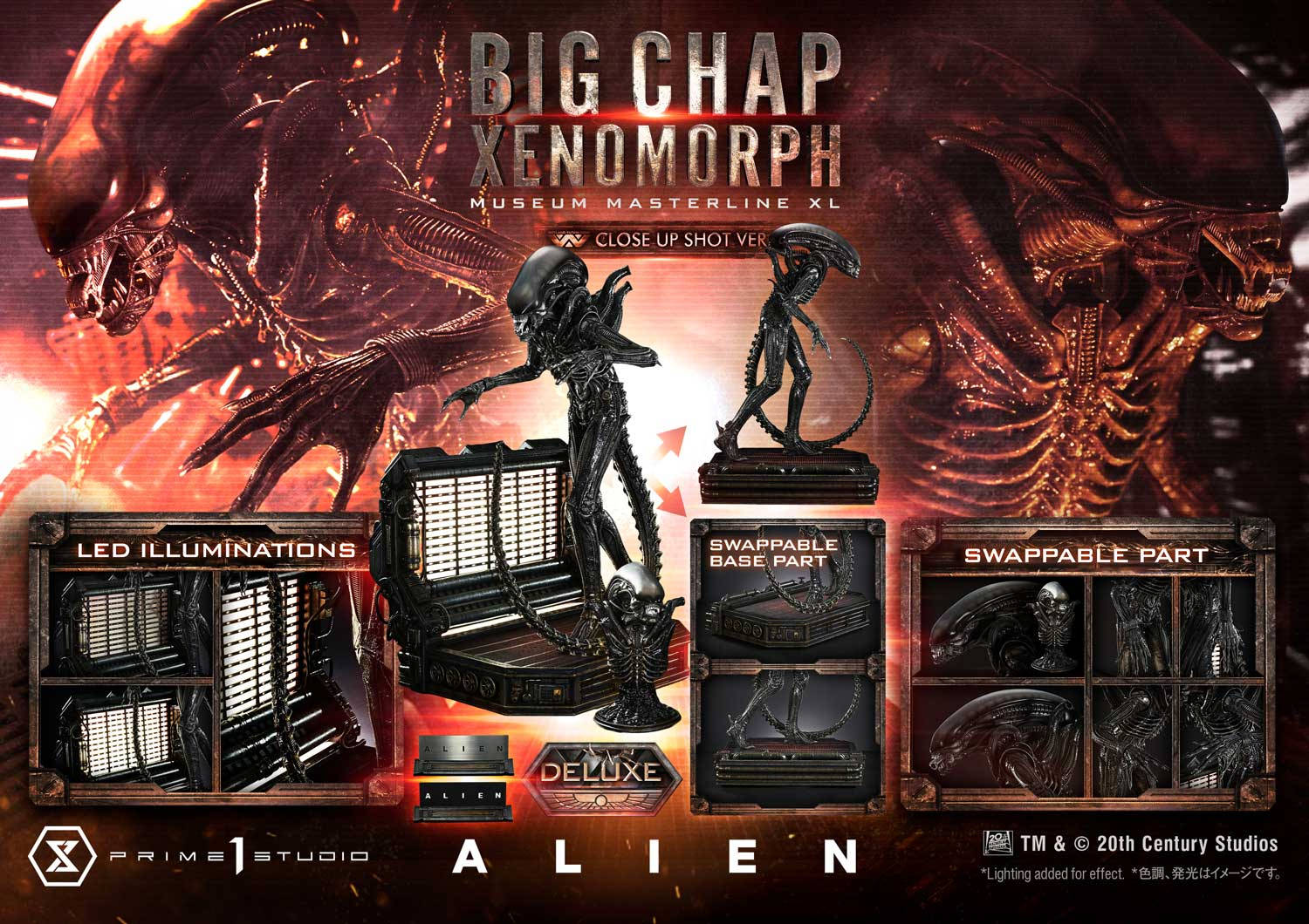 Detailed view of Prime 1 Studio Alien Xenomorph statue