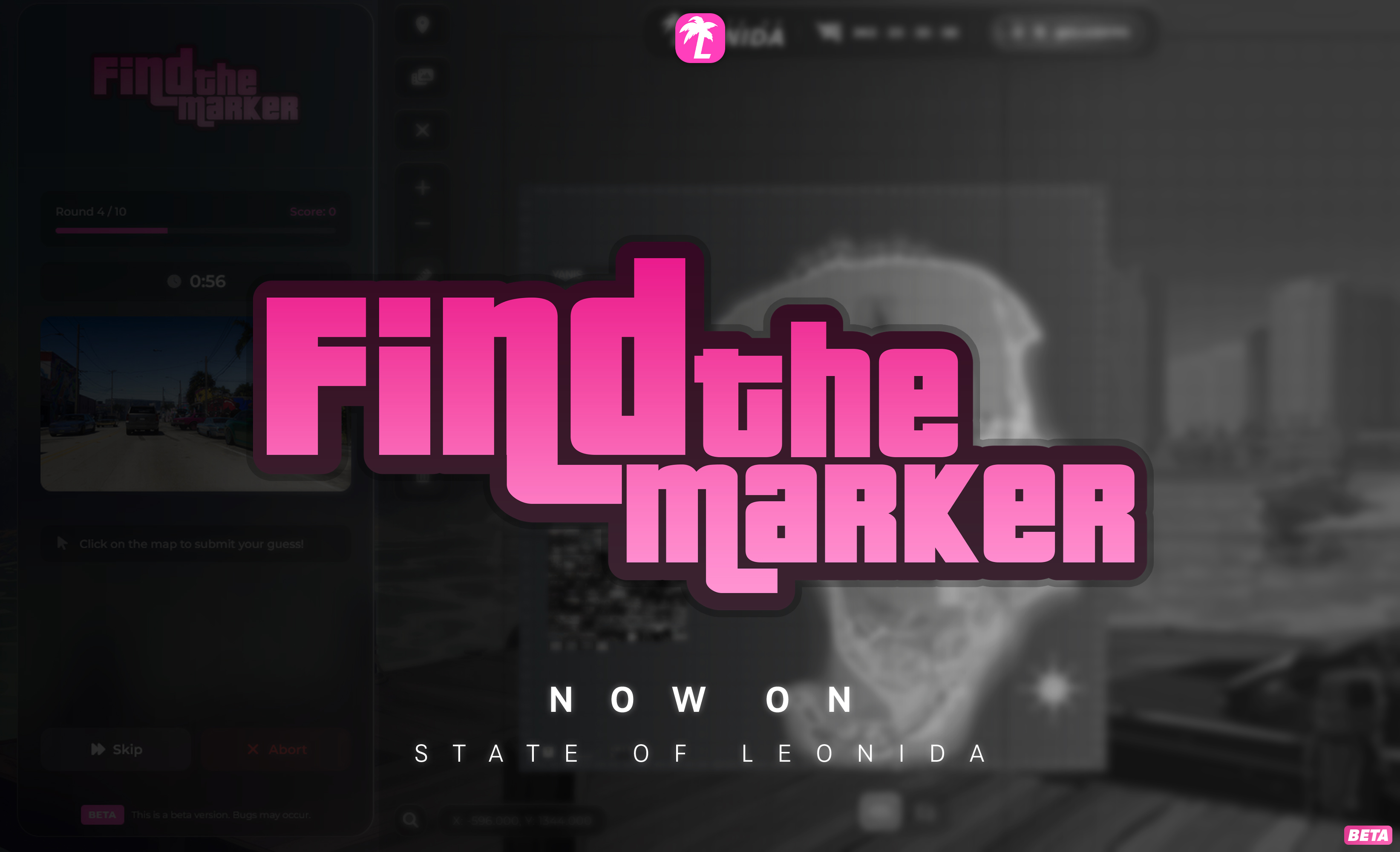 Screenshot from GTA VI Marker Finder game showing a location to guess