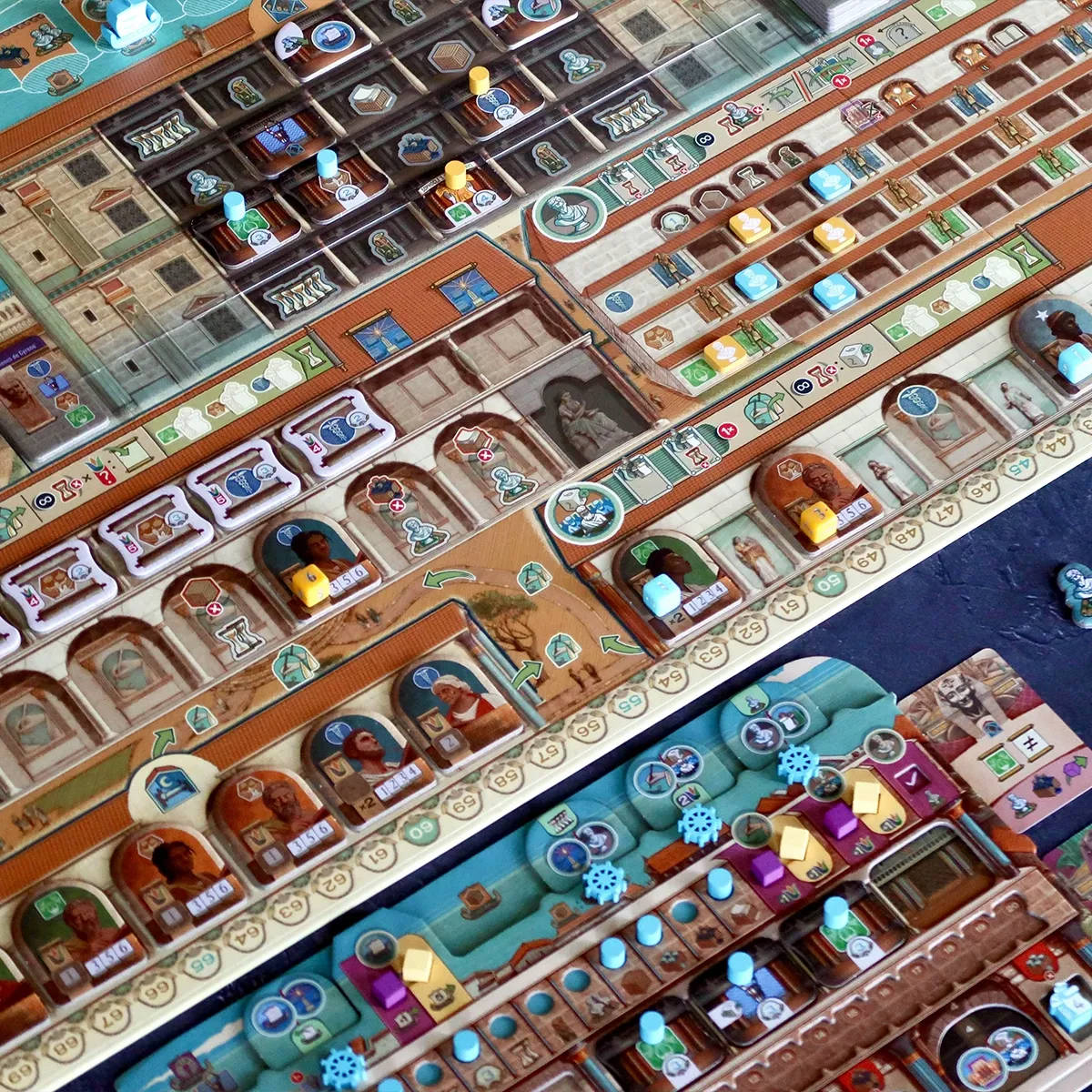 Various game cards and tokens