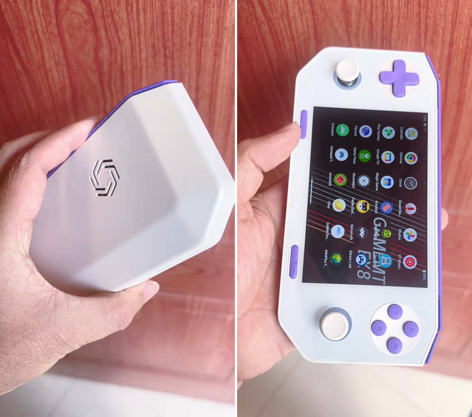 GameMT EX8 вид сбоку, демонстрирующий кнопки и стики