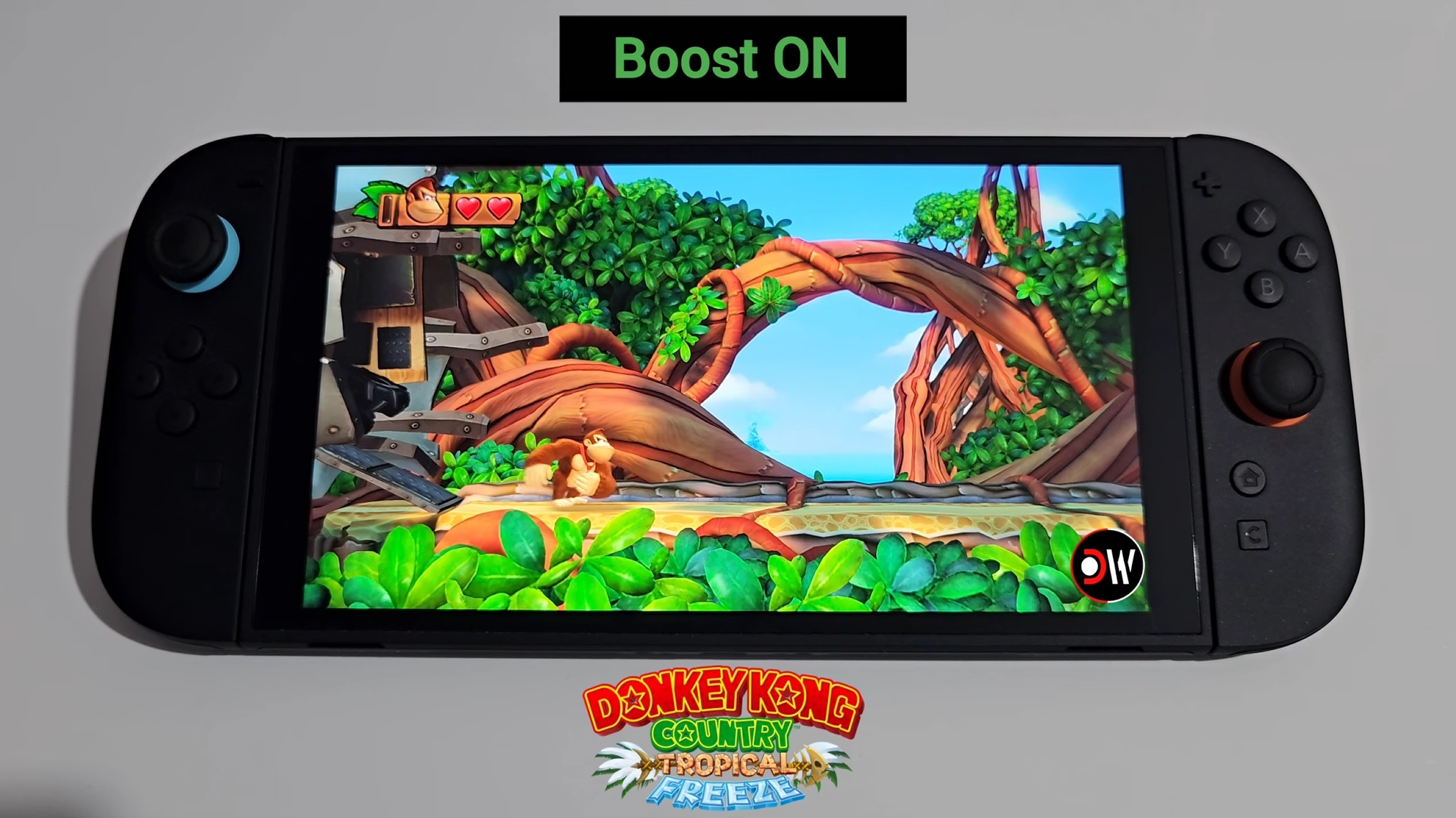 Gameplay comparison screenshot with Handheld Mode Boost enabled