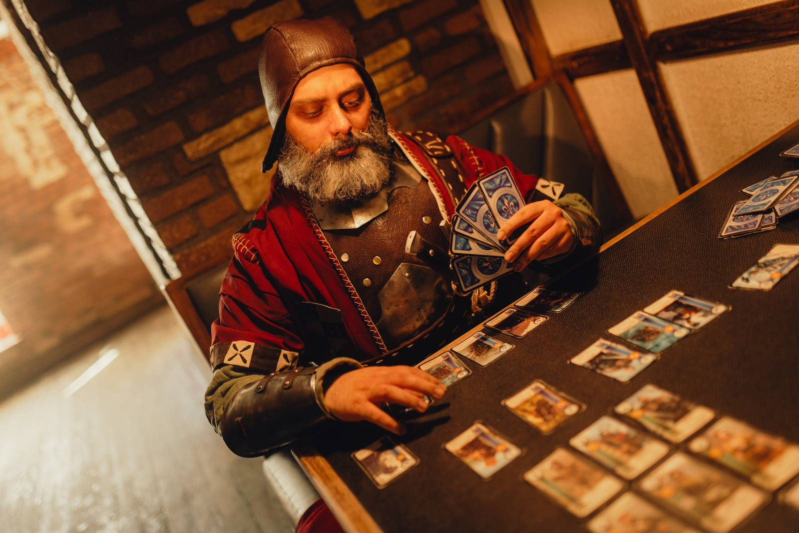 Close-up of Vincent Wintermute as the Bloody Baron, showcasing a rugged facial expression