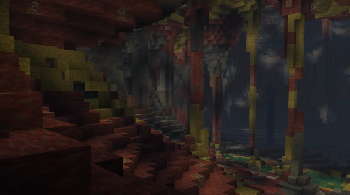 Скриншот серных пещер в Minecraft