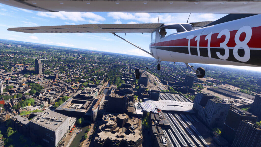 Screenshot from MSFS 2024 showing the city of Utrecht