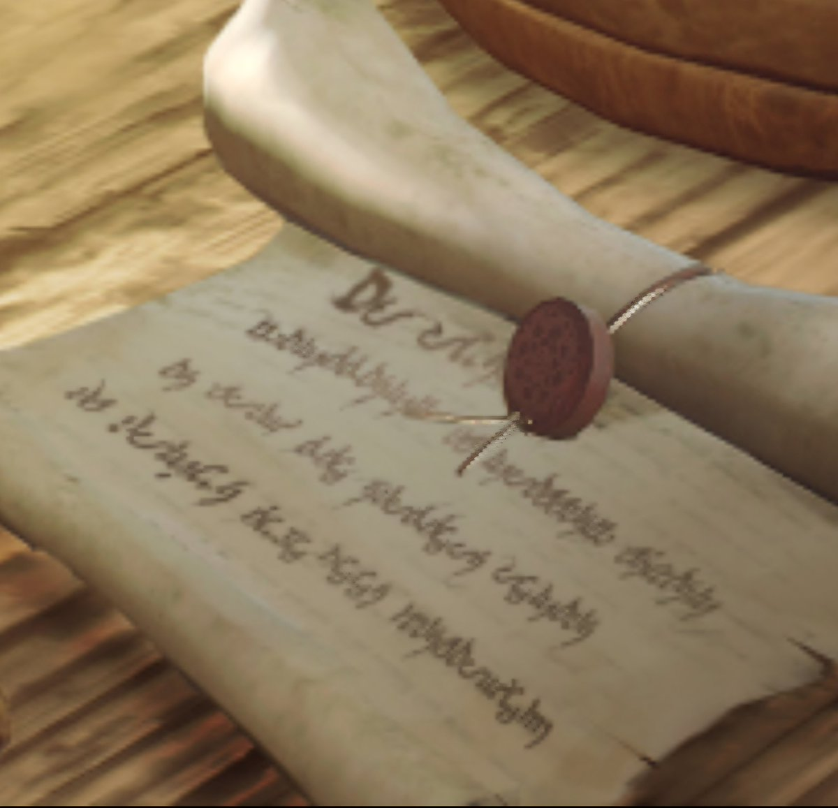 A scroll with text in the Gransys alphabet