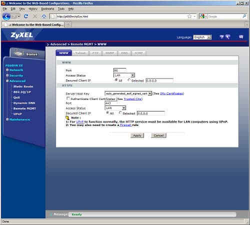 Интернет-центр ZyXEL P660HN EE: Web-интерфейс Интернет-центр ZyXEL P660HN EE: Web-интерфейс