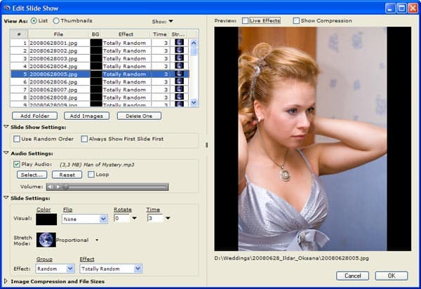Редактирование слайд-шоу в iScreensaver Designer