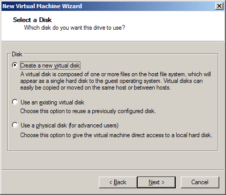 Мастер создания виртуальной машины