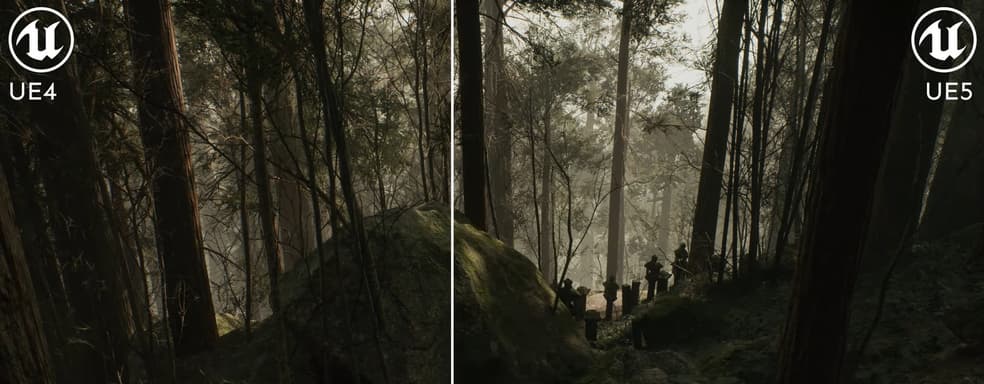 В сети опубликовали видео сравнение графики движка Unreal Engine 5 с Unreal Engine 4