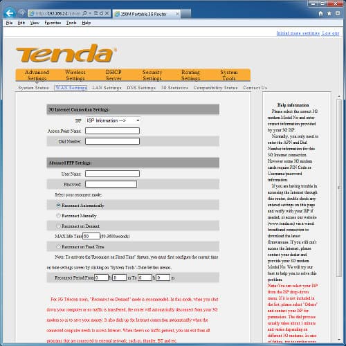 Настройка роутера Tenda 3G150B Настройка роутера Tenda 3G150B