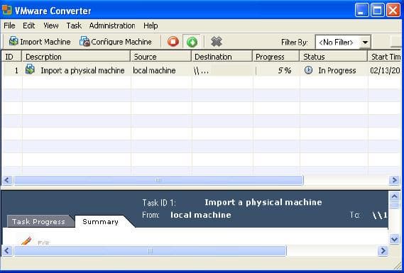 Конвертация виртуальной машины с помощью VMware Converter