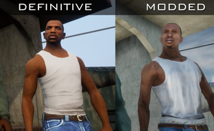 GTA San Andreas graphics improved with a mod and compared to the official Rockstar remaster