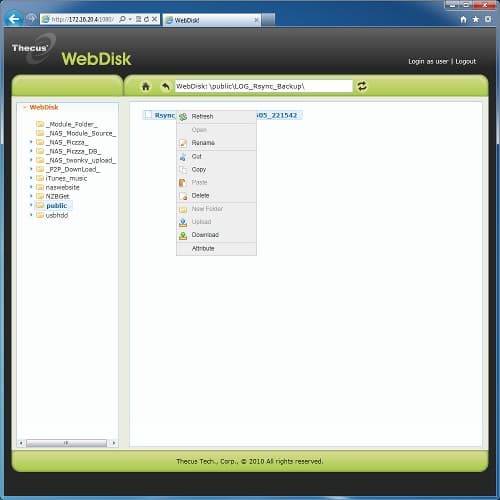 Thecus N7700 Pro, Web-disk