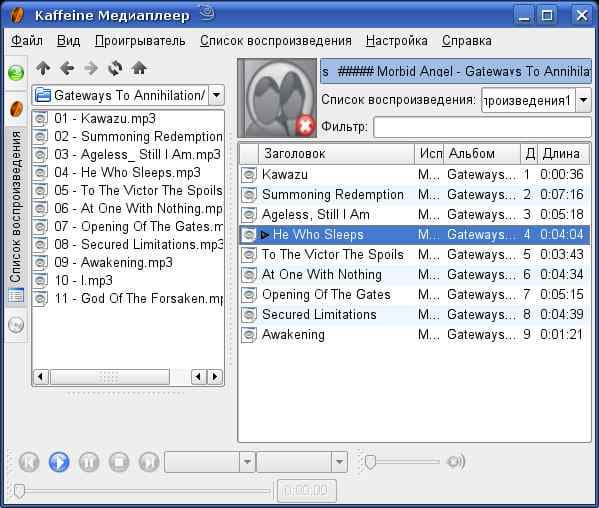Список воспроизведения Kaffeine