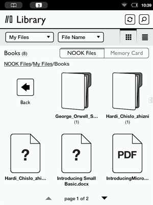 скриншот экрана Nook Touch