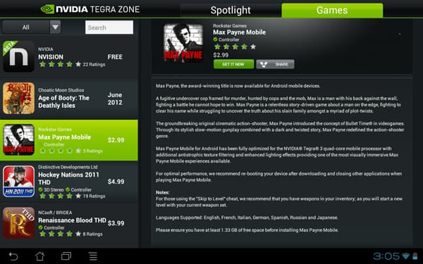 Страница Max Payne Mobile в NVIDIA Tegra Zone Страница Max Payne Mobile в NVIDIA Tegra Zone