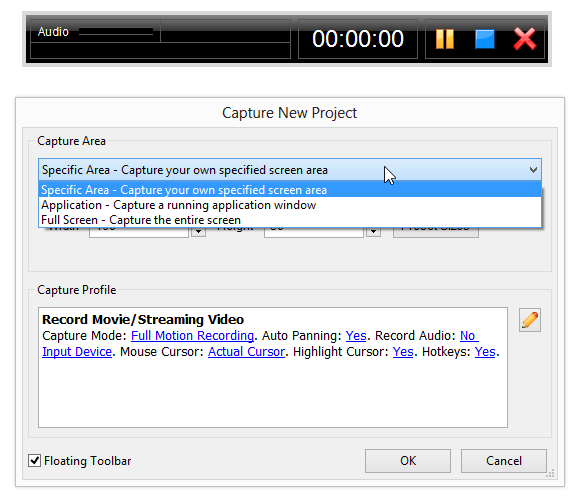 ActivePresenter: выбор области для захвата