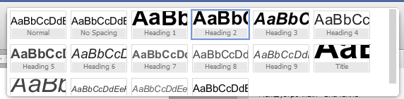 Палитра стилей в текстовом редакторе