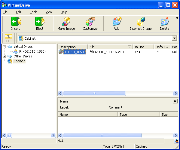 Рабочее окно VirtualDrive