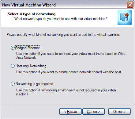 Тип подключения к сети