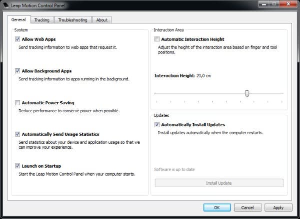 Работа контроллера Leap Motion