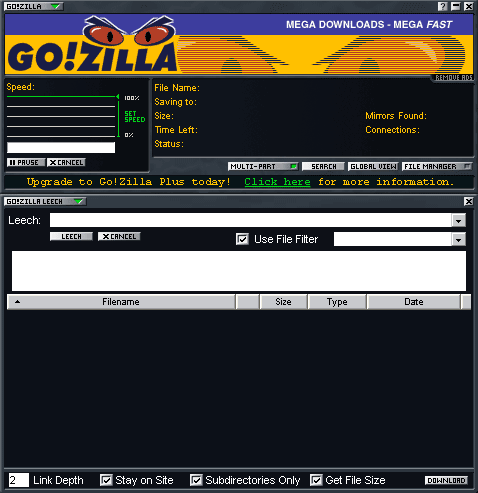 Главное окно Go!Zilla