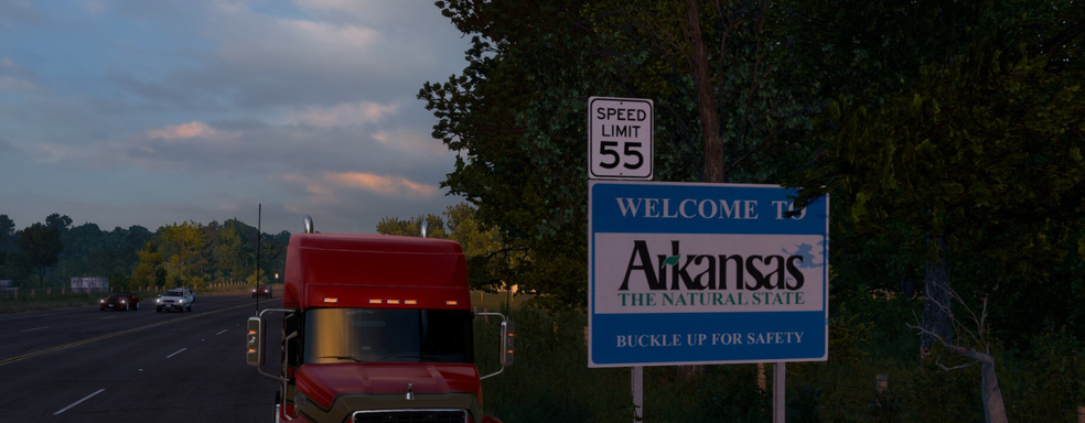 В American Truck Simulator запустили испытание с наградами в честь релиза DLC с Арканзасом. Начинается Cruising Arkansas