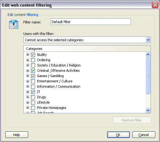 Настройки фильтра
