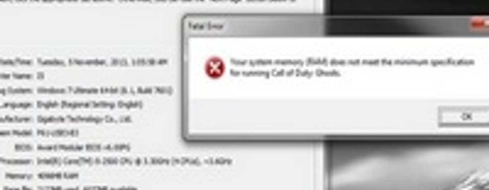 Call of Duty: Ghosts для PC использует не больше 2 ГБ RAM, но не запустится, если у вас меньше 6 ГБ RAM