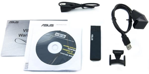 Комплект поставки беспроводного адаптера ASUS USB-AC53 Комплект поставки беспроводного адаптера ASUS USB-AC53