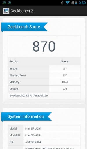Результаты теста Geekbench2 на Megafon SP-A20i Mint с прошивкой 4.0.4 Результаты теста Geekbench2 на Megafon SP-A20i Mint с прошивкой 4.0.4