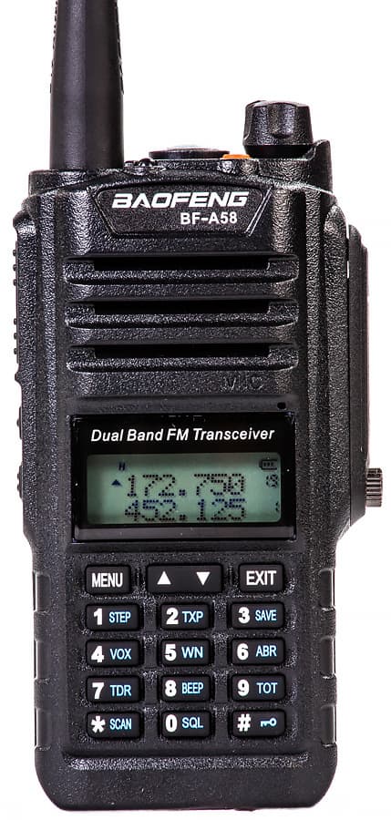 Портативная двухдиапазонная влагозащищенная VHF/UHF-радиостанция Baofeng BF-A58