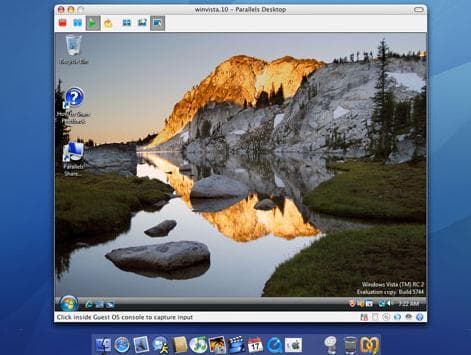 Консоль виртуальной машины Parallels Desktop