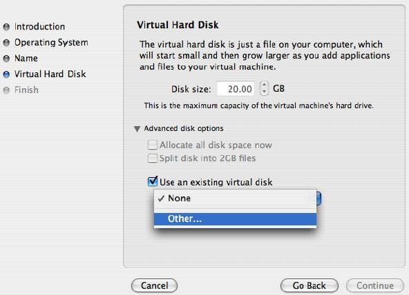 Добавление существующего диска для виртуальной машины Fusion