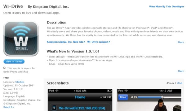 Kingston Wi-Drive в App Store