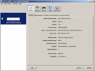 Настройки Apple AirPort Extreme