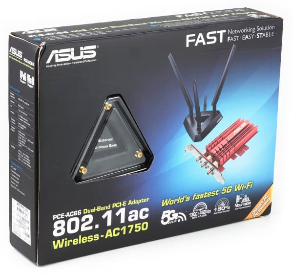 Упаковка беспроводного адаптера ASUS PCE-AC66